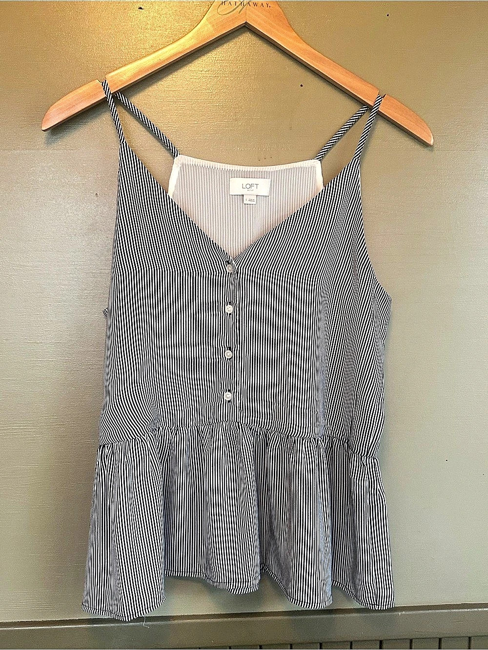 Loft Striped Shirred Peplum Cami Striped Peplum Camisole in Black & White